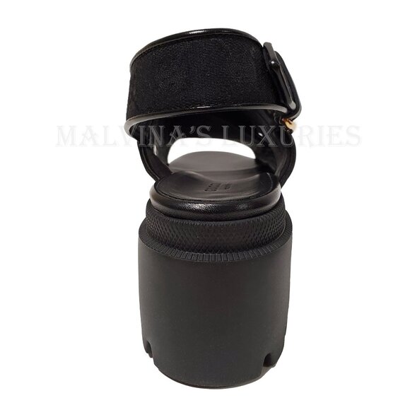 GUCCI SHOES BLACK GG SUPREME CANVAS CHUNKY LUG SOLE SANDALS - Picture 8 of 15